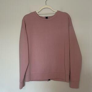 Gaiam Womens Sweatshirt Medium Pullover Full Zip Back Crew Neck Lavender Basic